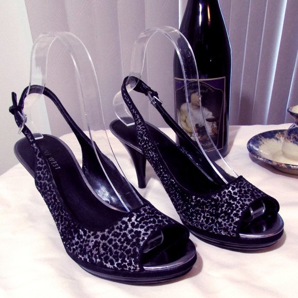 Nine West Shoes - Nine West Leopard Bling Slingback Peep Toe
